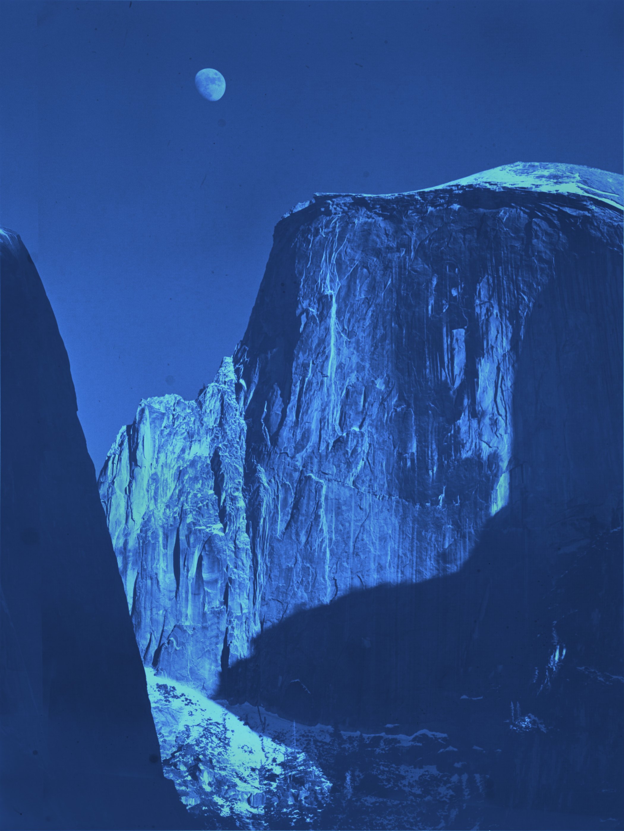 Ultraviolet-induced fluorescence — Moon and Half Dome, Yosemite National Park