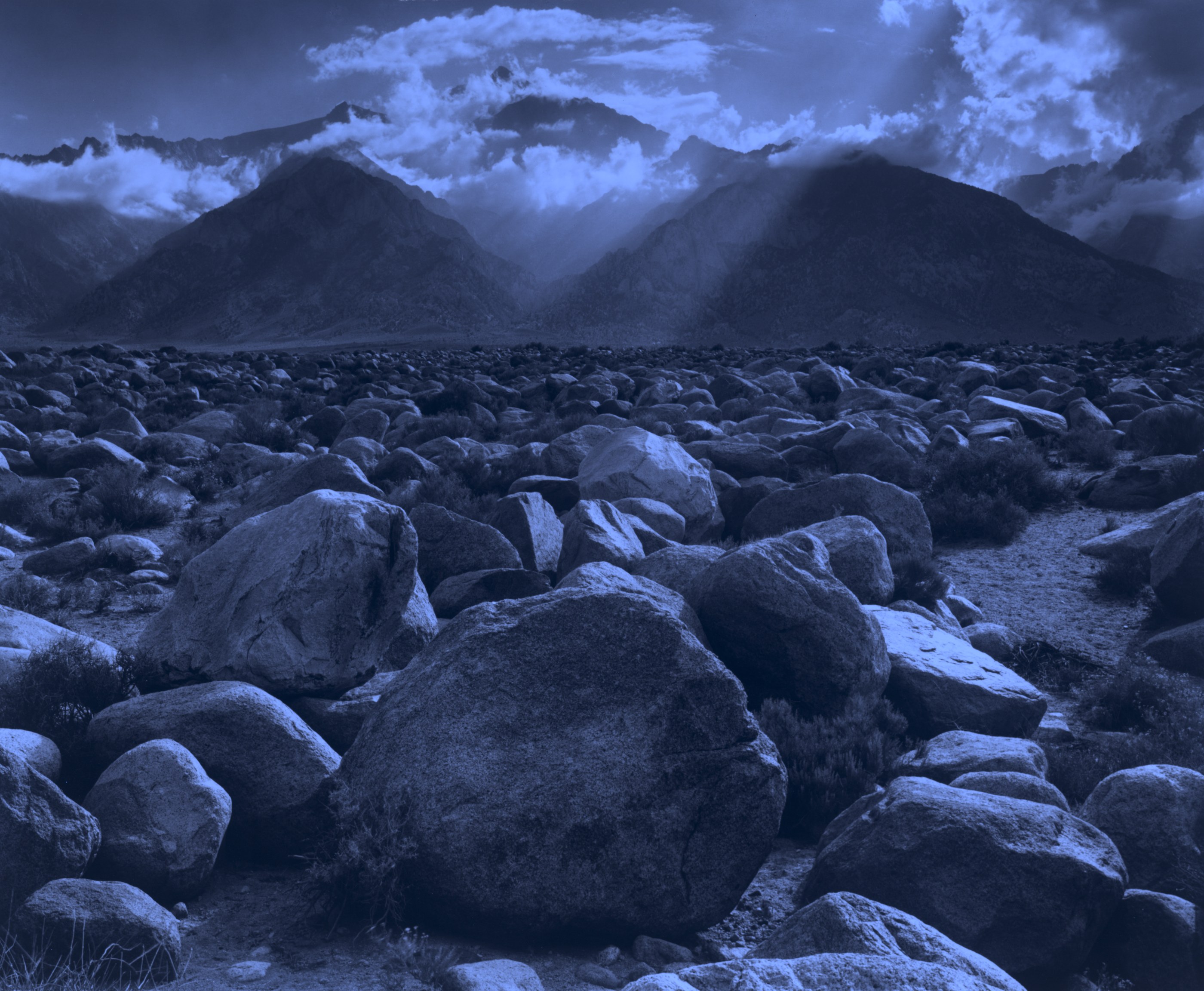 Ultraviolet-induced fluorescence — Mount Williamson, Sierra Nevada, from Manzanar