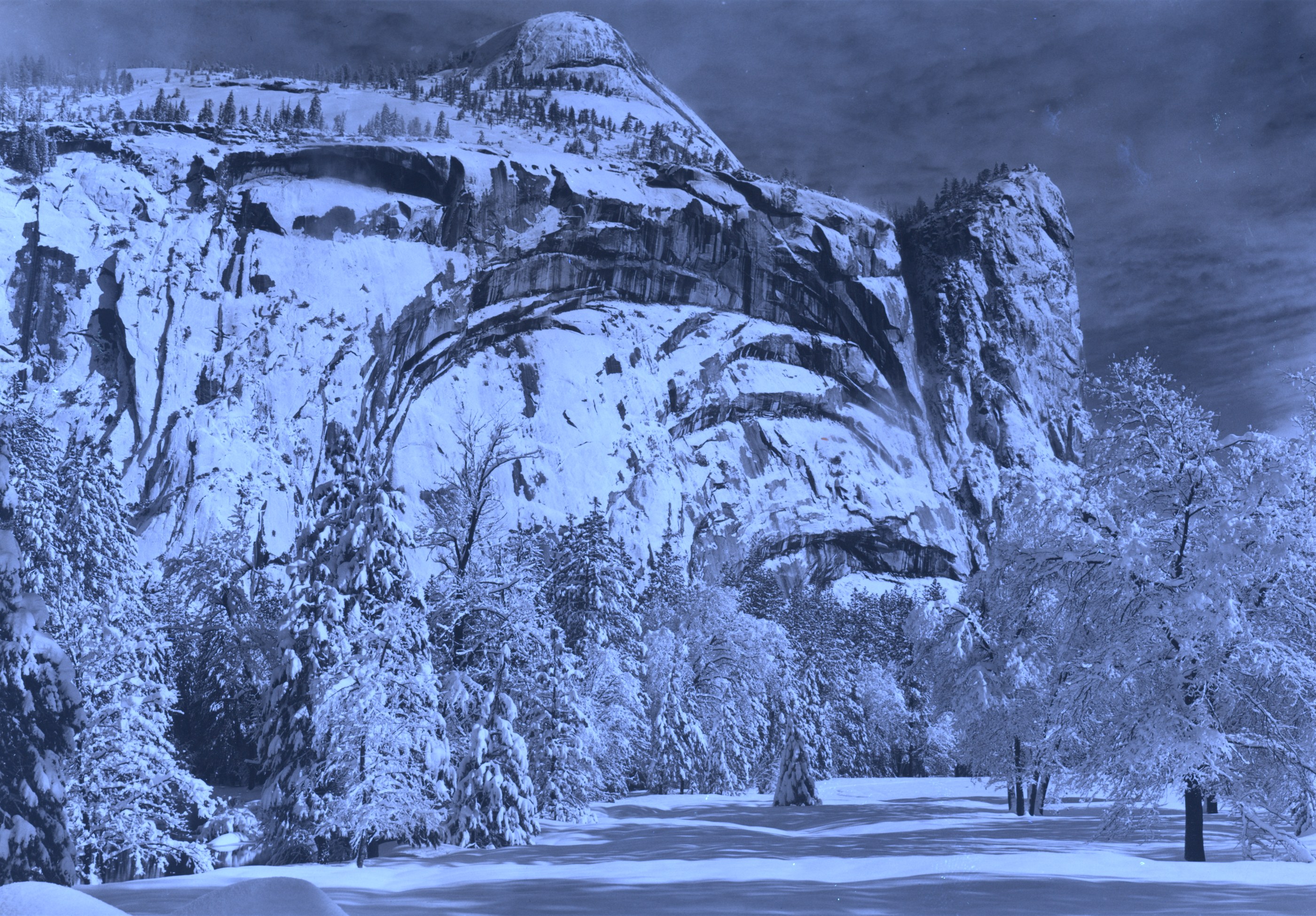 Ultraviolet-induced fluorescence — North Dome, Royal Arches, Washington Column, Winter