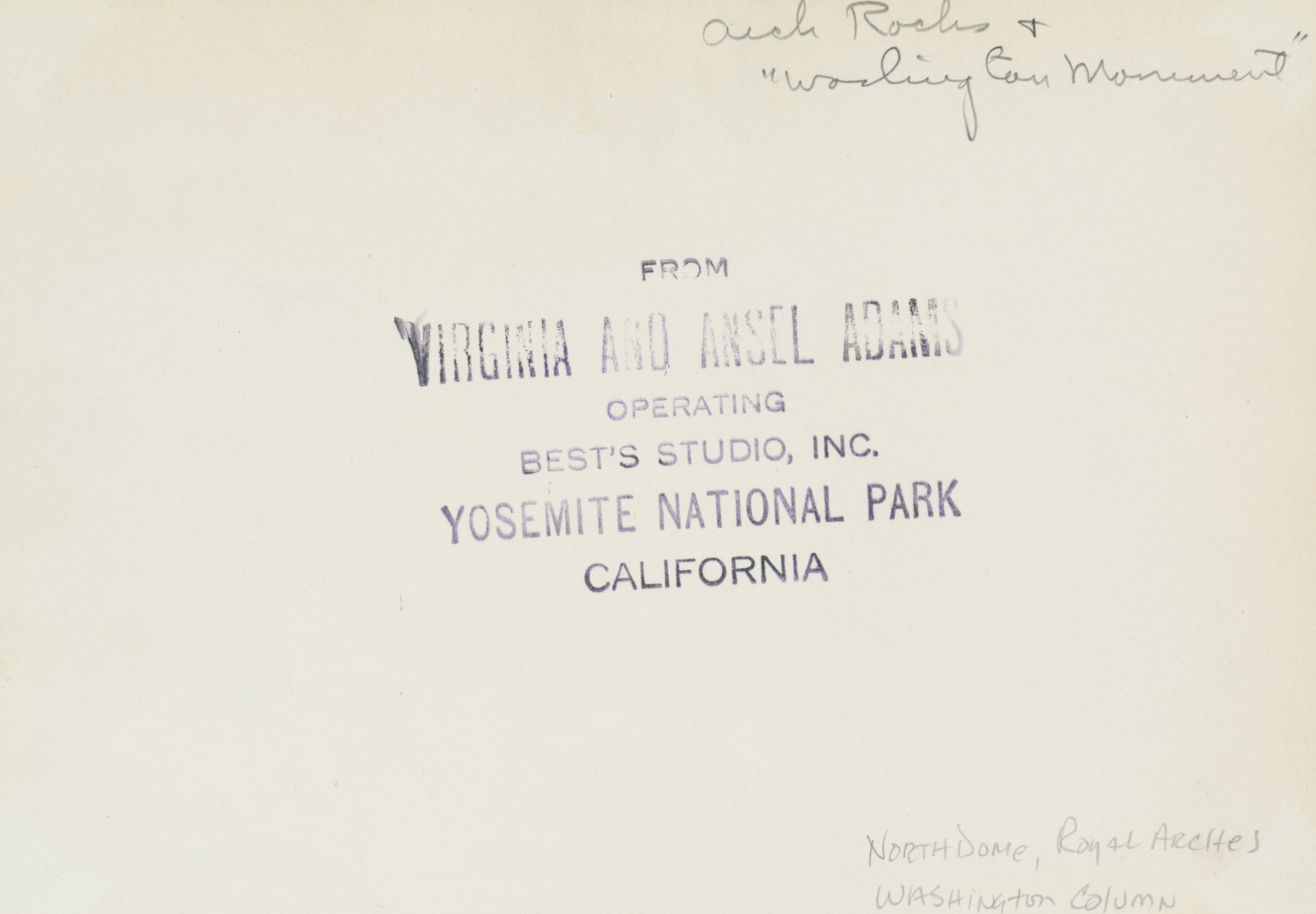 Verso — North Dome, Royal Arches, Washington Column, Winter
